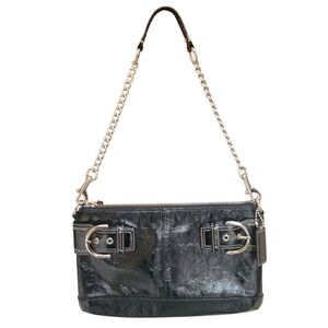 Coach Soho Chain Buckle Patent Black Leather Clutch Handbag